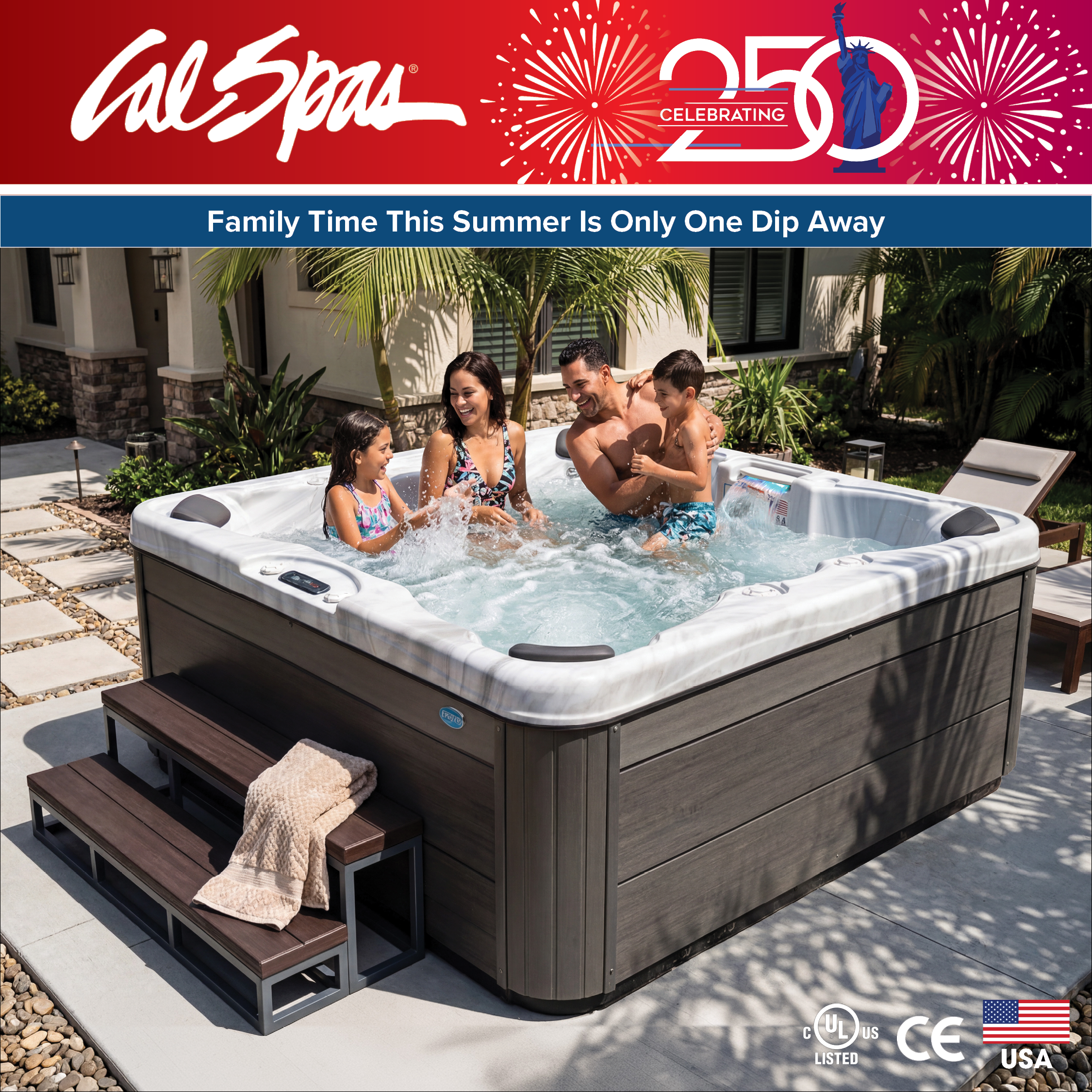 Calspas hot tub being used in a family setting - Santa Clara